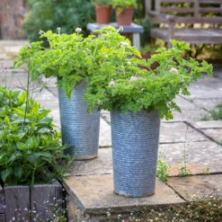 Tall Ribbed Galvanised Planter
